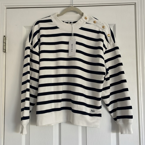 Brand New With Tags Frame Button Detail Sweatshirt - Picture 2 of 4